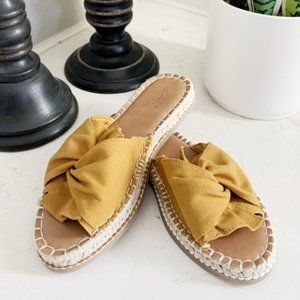Mustard yellow Espadrille Slide Mule Sandals NEW